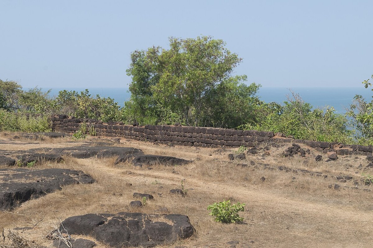 The laterite walls of Chapora Fort overlooking the Arabian Sea